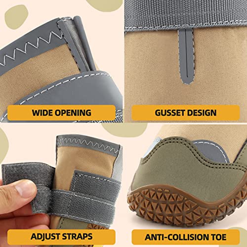 Dog Boots for Large Dogs (Light Khaki / Width 2.16 Inch)