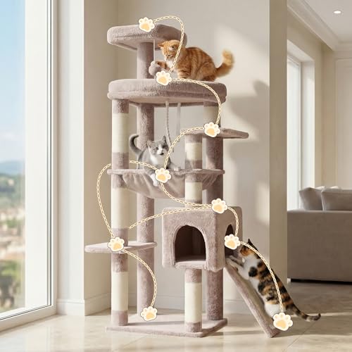 64.2" Heavy Duty Cat Tree for Large Cats with Wide Base HCT027MU (64.2 inch / Muchroom)