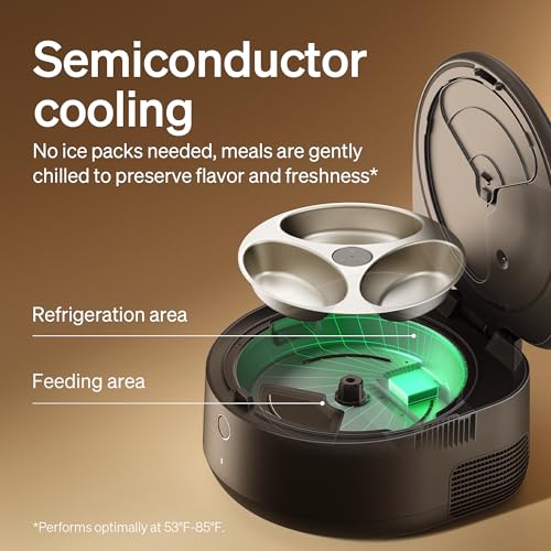 Automatic Wet Food Cat Feeder 2026 New Version with Semiconductor Cooling (Black / Feeder)