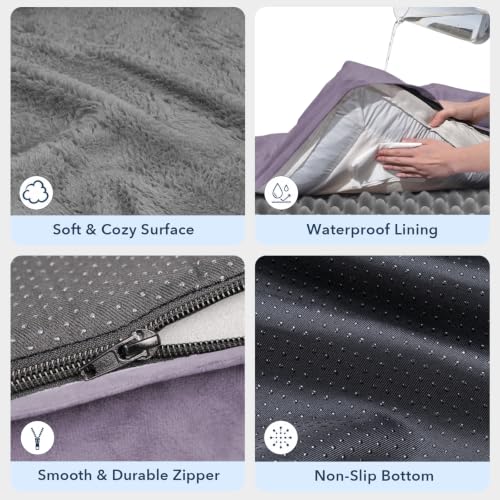 Jumbo Waterproof Dog Bed for Extra Large Size Dogs with Bolster (Purple / 53.0"L x 42.0"W x 8.25"Th)
