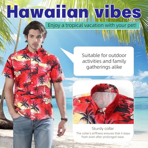 Dog Shirts Hawaii Dog Clothes for Small Medium Large Dogs Owner and Pet Shirts are Sold Separately (M-(44.09"Bust)-for Human / Red Only for Human)
