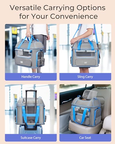 Expandable Cat Dog Carrier (17.3"L x 11.8"W x 11.0"H / 1-Black)