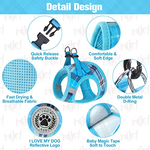 Dog Harness Medium Sized and Leash Set (Medium(Chest Girth 16" - 18") / Blue)