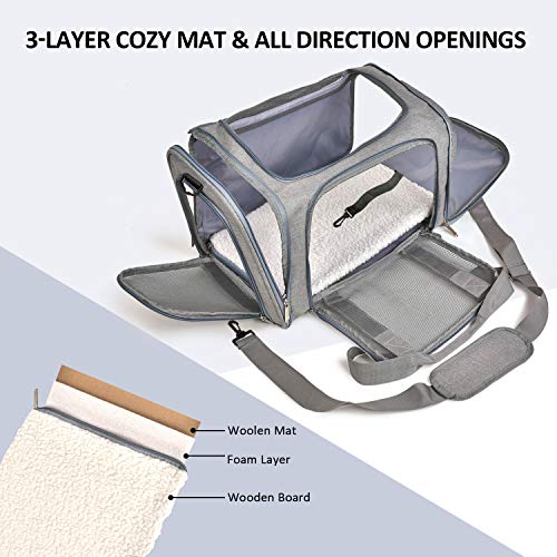 Cat Carriers Dog Carrier Pet Carrier For Small (17.0"L x 11.0"W x 11.0"H / Grey)