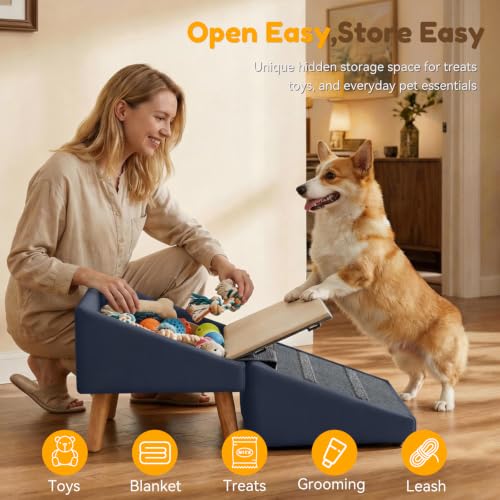 15.7" H Dog Ramp for Couch (Navy Blue)