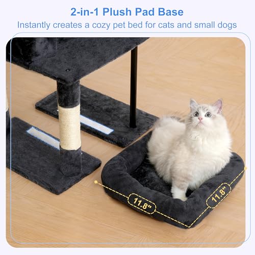 Cat Tree 45.3" Cat Tower for Indoor Cats with Large Perch HCT202SG (45.3 inch / Smoky Gray)