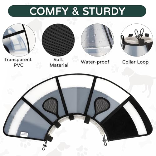 Soft Dog Cone Collar for Large Dogs (Black / XXL)