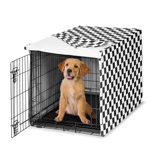 36in. Medium Dog Crate Cover (Black and White Checkered / 36.0"L x 23.5"W x 24.0"H)