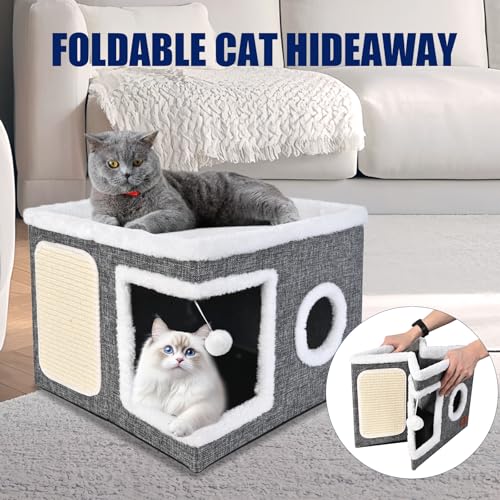 Cat Beds for Indoor Cats (Grey / Single)