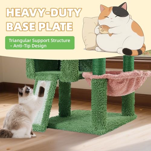 37.5" All-in-One Cat Tree Tower with Scratching Board & Posts Cozy Sleeping Perch Hammock and Toy Balls, Green (37.5'' / Green)