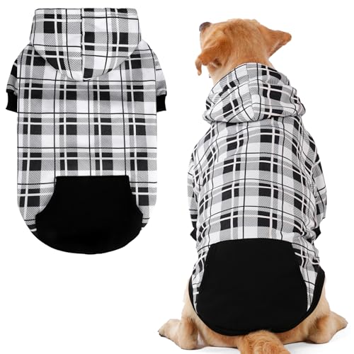 Plaid Dog Hoodie (XX-Large / Black & White)