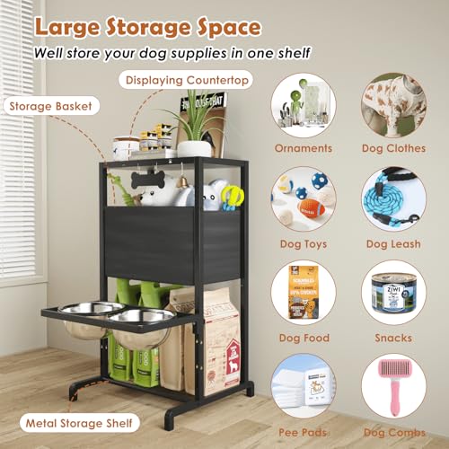 Elevated Dog Bowls (Storage Station & Adjustalbe Stand 4.5-12")