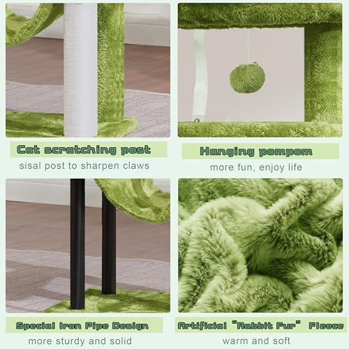 Cat Tree 43.3'' Cat Tower with Hammock for Kittens GCT004SGR (43.3 inches / Green)