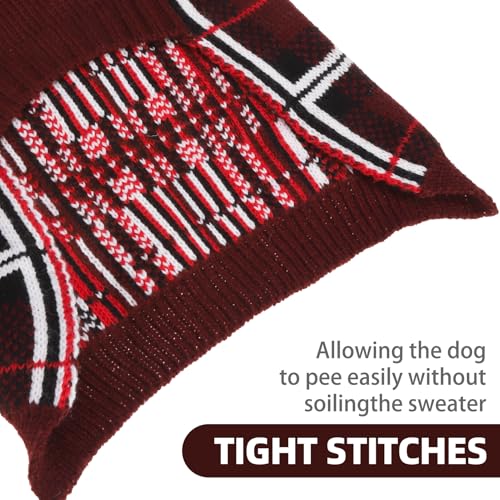 Dog Christmas Sweaters for Large Medium Small Dogs (S - Chest 16", Back 12" / Deep Red)
