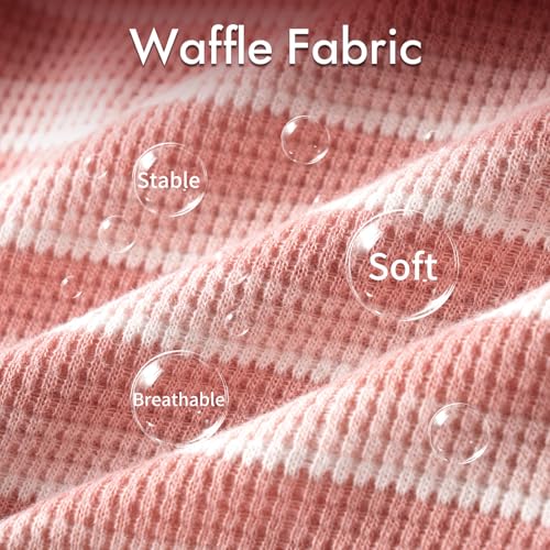 3Pack Dog Shirts Lightweight Waffle Dog Shirt for Small DogsSleeveless Dog Shirt for Small Medium Boy Girl Dogs Cozy & Breathable Pet Vest (2XL(Back: 19.7", Chest: 25.6", 29.8-40.8lbs) / Striped+Light Pink+Gray Pink)