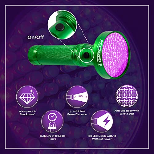 Kobra UV Black Light Flashlight (Green / 100 LED)
