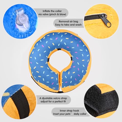 Inflatable Dog Cone Collar for After Surgery (Yellow/Blue Cheese / X-Large (Neck: 18"-24"))
