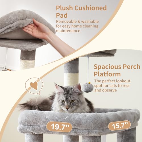 Cat Tree, 71-Inch Tall Cat Tower for Large Maine Coon Cats HCT037W (Light Gray / XL)
