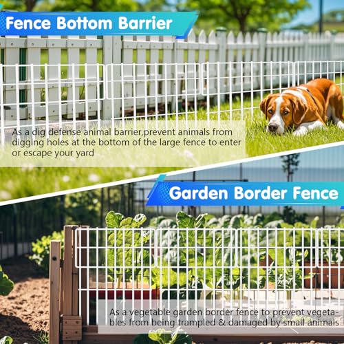 26 Panels No Dig Fence (White / 26 Panels, 28ft(L) x 17in(H))