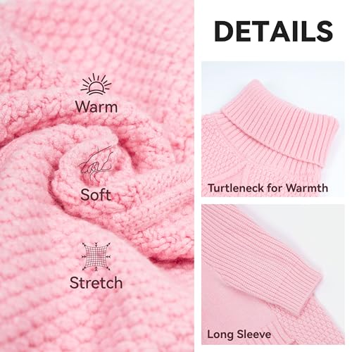Dog Sweater Long Sleeve Warm Sweaters for Small Dogs Boy Girl Cats (Pink / Small)