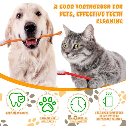 150 Pcs Dog Toothbrush Dual Headed Dental Brushes Puppy Tooth Brushing Kit Long Handle Toothbrush for Large and Small Dogs Cats Most Pets Teeth Cleaning Oral Care Supplies (Stylish Color)