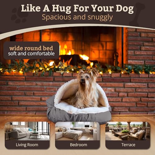 Cozy Cave Dog Bed (35.0"L x 35.0"W x 8.0"Th / Heather Gray)