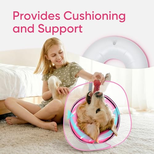 Raised Inflatable Dog Cone After Surgery (DonutPink / XL（(Neck 14"-18")）)