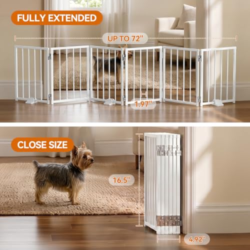Small Dog Gate Indoor (White / Up to 72" W, 16.5" H)