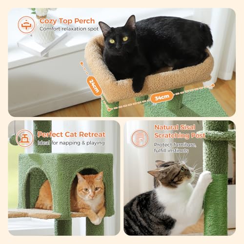 44.5" Cat Tree with Metal Hammock (Green / 44.5in)