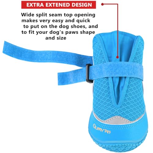 Dog Shoes for Large Medium Dog Boots & Paw Protectors for Hot Pavement (Blue / Size 5: 2.4''x2.8''(W*L) for 40-55 lbs)