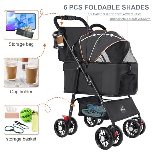 3 in 1 Pet Dog Stroller for Small Medium Dogs 10 (Black)