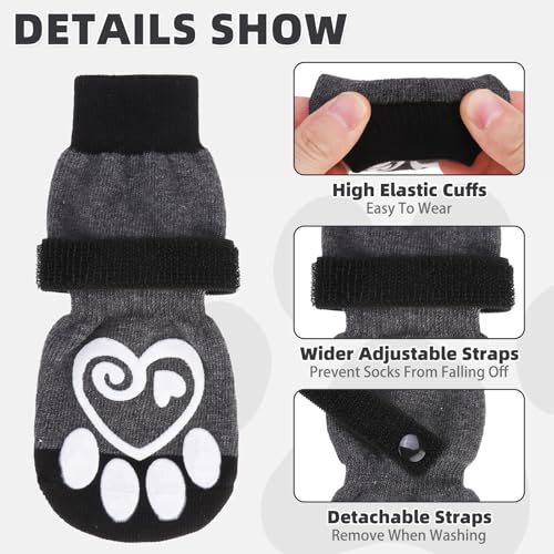 Dog Socks for Hot (Dark Grey / Large (4 Pack))