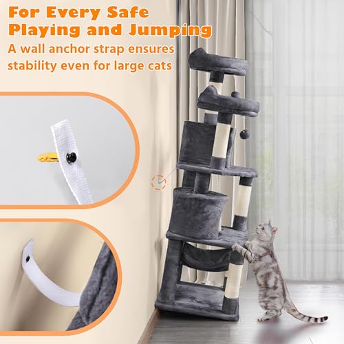 62.5in Tall Cat Tree w (62.5in / Dark Gray)