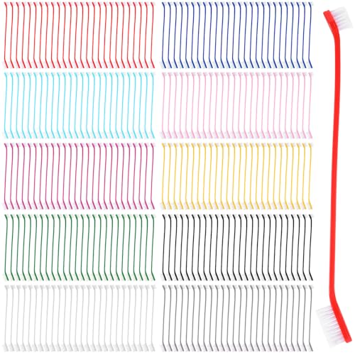 300Pcs Dog Toothbrushes Bulk Dual Headed Dog Teeth Long Handle Plastic Brush Tooth Brush for Large Small Dogs Cats Puppy Teeth Cleaning Dental Care Supplies 10 Colors+ (300pcs-10 Colors)