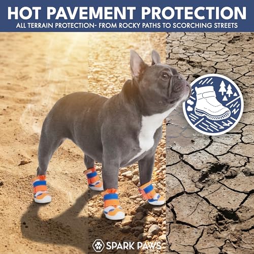 365 Dog Shoes (Orange Blue / Size 4: 2.2"x2.56"(W*L) (Pack of 4))