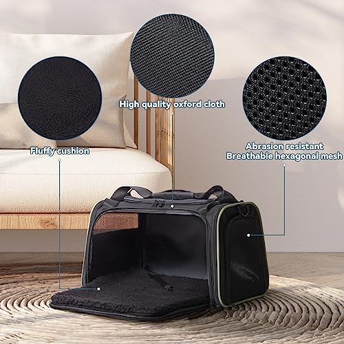 Pet Carrier Airline Approved with Extendable Mat (Medium / Black)