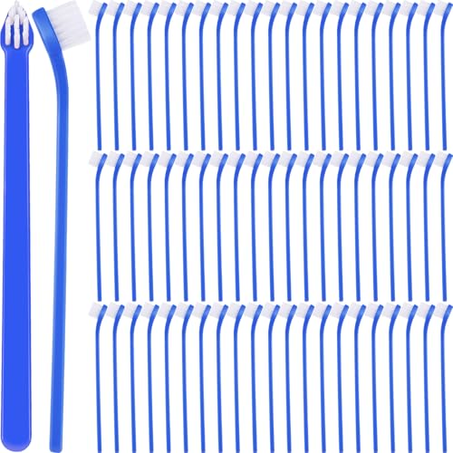 100 Pcs Small Dog Toothbrush Bulk Pack Long Handle Pet Toothbrushes with Soft Bristles (Blue)