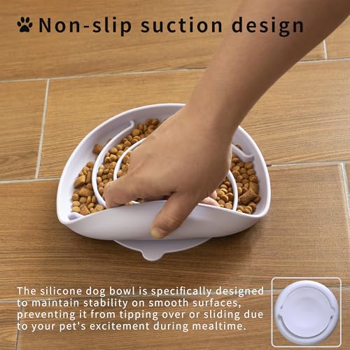 Slow Feeder Dog Bowls (Medium / White and Purple)