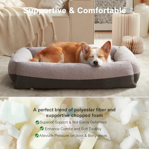Washable Dog Bed Extra Large Sized Dogs (Grey / XL(42''x30''x8''))