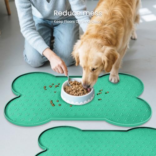 Dog Food Mat Anti (19.4" x 9.8"-2PCS / Green)