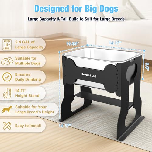 14" Elevated Dog Water Bowl (14.2" Height)