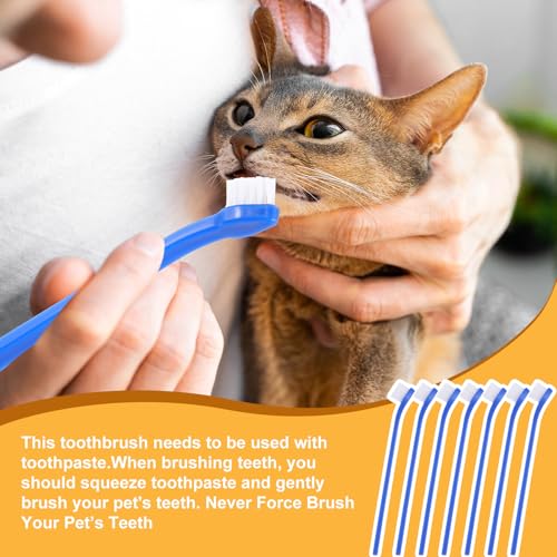 100 Pcs Small Dog Toothbrush Bulk Pack Long Handle Pet Toothbrushes with Soft Bristles (Blue)