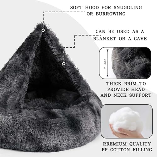 Calming Donut Dog Bed (Tie dye Dark gray / Medium 25.5''x25.5''x9'')