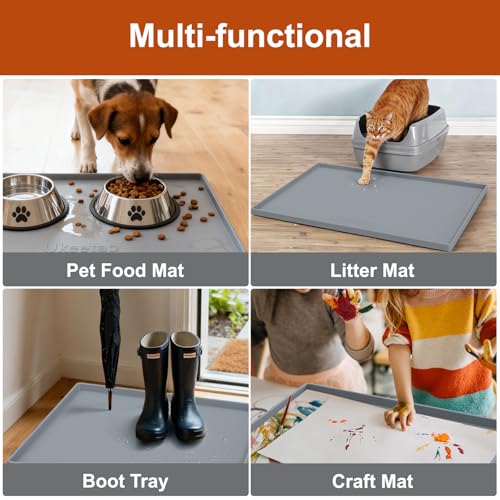 19" x 31" Extra Thick Silicone Mat Waterproof with Raised Edge (Gray / 19"L x 31"W)