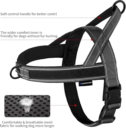 No Pull Dog Harness with Padded Handle+5 Ft Leash (XL / Black Set)
