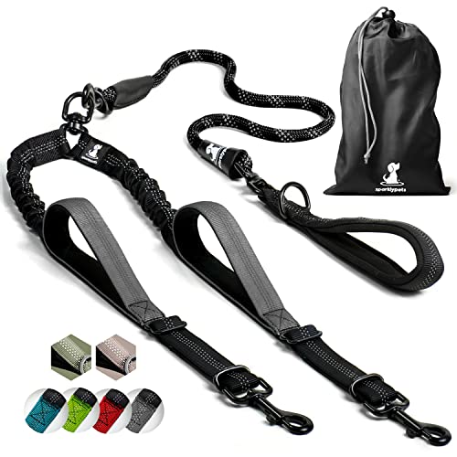 Double Dog Leash for 2 Dogs (Black)
