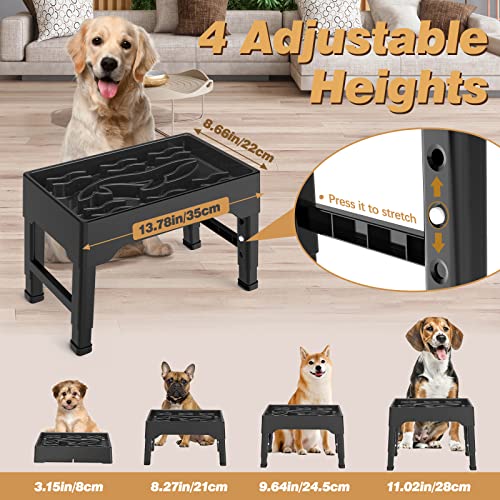 9 Cups Elevated Slow Feeder Dog Bowls 4 Adjustable Heights (Black)