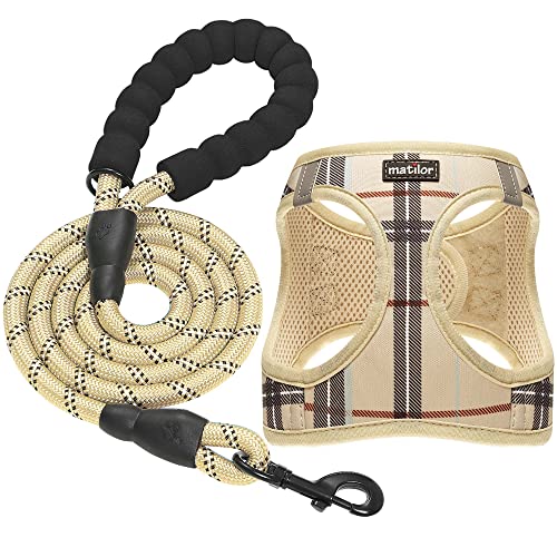Dog Harness Step (Beige / Medium (Chest 13.5''-16.5'', Weight 10-15 lb))