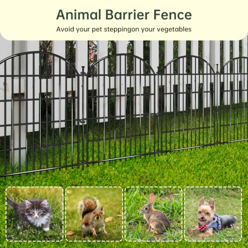 10 Panels No Dig Decorative Garden Fence (Black / 10 Panels, 22ft(L) x 33in(H))