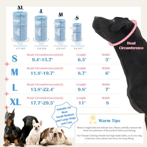Calming Hoodie Dog Grooming Ear Cover Anxiety Relief (S(Head Girth: 9.4in-15.7in) / BlueStriped)